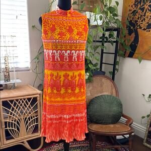 Vintage 60s Ruth Walter Micro Pleated High Neck Back Zip Twiggy Dress